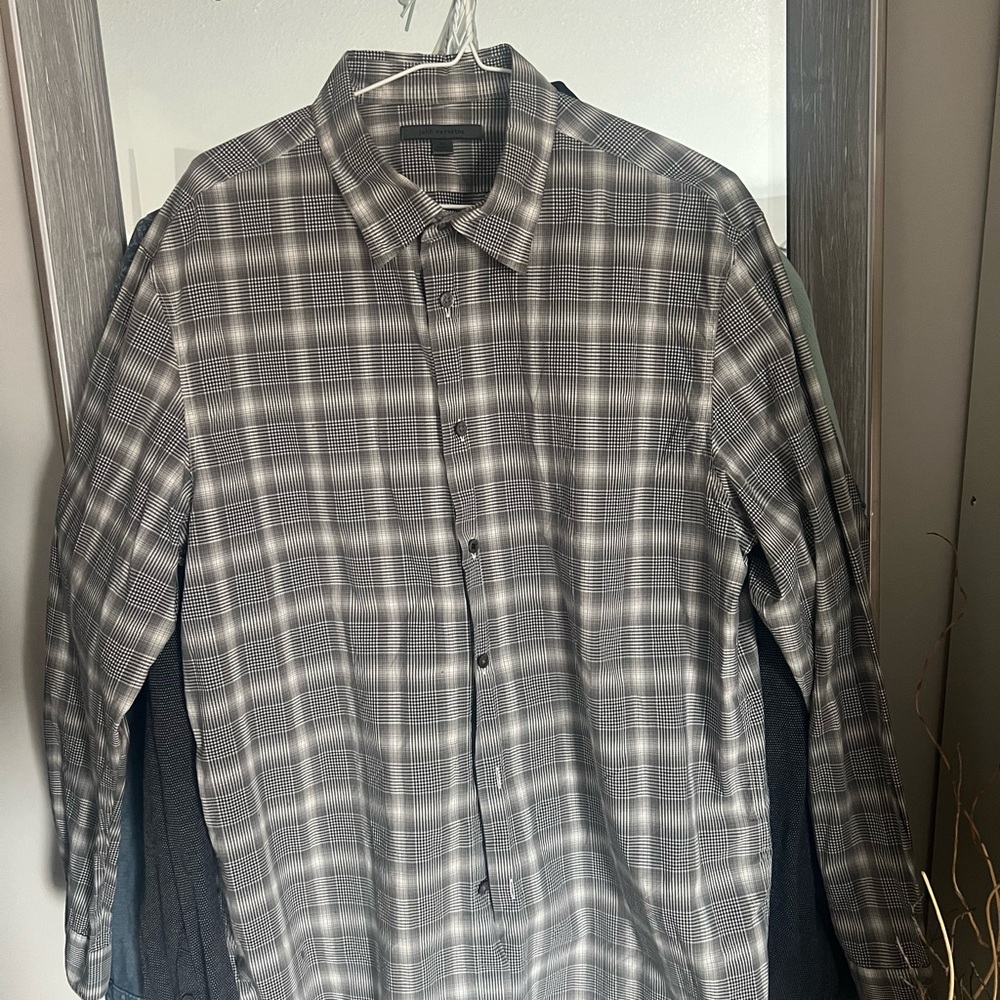 John Varvatos Black and White Checkered Shirt